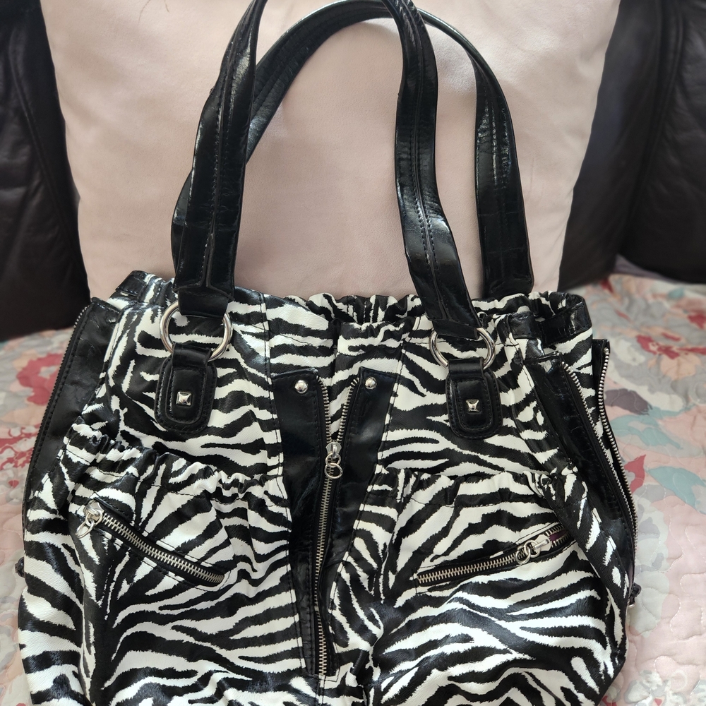 Kathy Van Zeeland Zebra Print Shoulder Bag